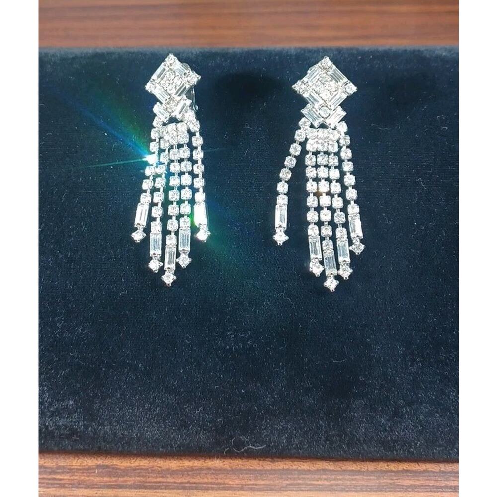 Vintage Sparkle Bling Dangle Drop Earrings Retro